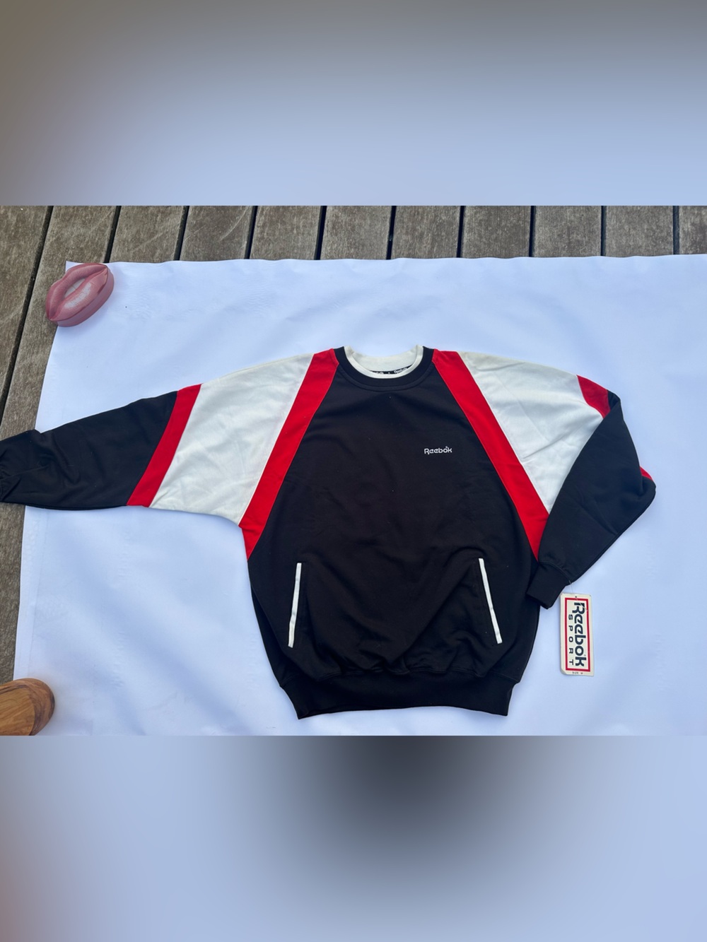 Reebok Black, White & Red Colorblock Men’s Sweater
